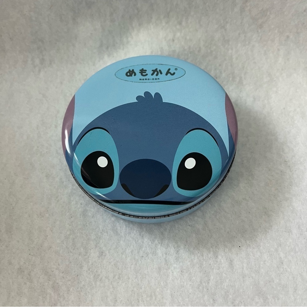 STITCH Small Memo Note Paper Circle Tin Blue Disney Store Japan